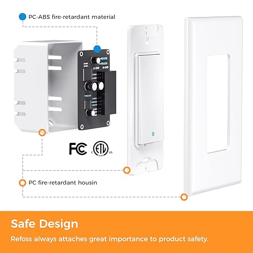 Refoss Smart Switch Single Pole 4 Pack, Smart Light Switch, Neutral Wire Required, Compatible with Apple HomeKit, Amazon Alexa, Voice Control, 120V AC, 2.4GHz Wi-Fi, No Hub Required