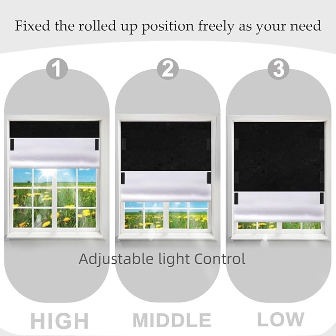 BirdNest 100% Blackout Blinds Magnetic Window Cover 57x40Inch,No Drill PortableCuttable Black Out Curtains for Nursery Bedroom,RV,Media Room with Hook & Loop Tape+Magnetic Closure