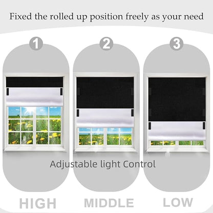 BirdNest 100% Blackout Blinds Magnetic Window Cover 57x40Inch,No Drill PortableCuttable Black Out Curtains for Nursery Bedroom,RV,Media Room with Hook & Loop Tape+Magnetic Closure