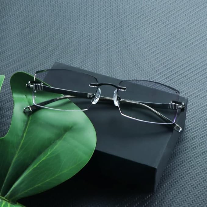 LifeArt Blue Light Blocking Glasses,Computer Reading Glasses,Rimless Frame Tinted Lens with Diamond,Stylish for Men (+3.00 Magnification)