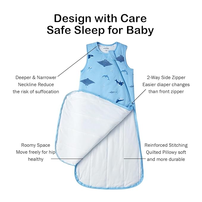 BubblePanda Rayon Made from Bamboo Sleep Sack 12-18 Months 1.0 Tog Soft Toddler Sleeping Sack for Babies 2-Way Zipper Baby Wearable Blanket