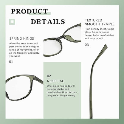 FONHCOO Blue Light Blocking Glasses Women Men Computer Eyeglasses,TR90 Fashion Round Transparent Anti Blue Light Glasses with Anti Eyestrain & UV Glare for Gaming & Reading (Green)