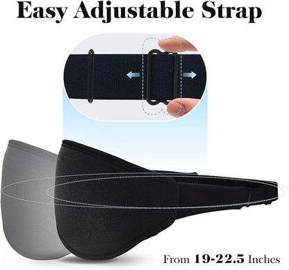3D Eye Mask Sleep Mask for Men & Women, 100% Pressure-Free & Light Block-Out Eye Mask for Sleep with Easy Adjustable Strap, Night Eye Cover for Travel, Black