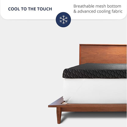 ViscoSoft 4 Inch Active Cooling Memory Foam Mattress Topper Cal King - Made in USA Select Copper-Infused Black Mattress Pad