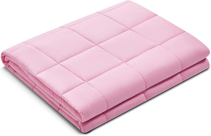TONGDADA Kids Weighted Blanket | 40''x60'',7lbs | for Child Between 55-80 lbs | Premium Cotton Material with Glass Beads | Pink