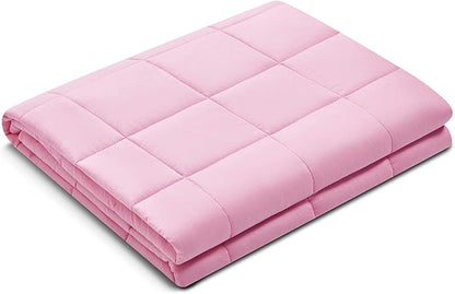 RelaxBlanket Weighted Blanket | 60''x80'',12lbs | for Individual Between 110-160 lbs | Premium Cotton Material with Glass Beads | Pink