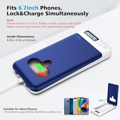 ySky Cell Phone Lock Box with Timer,Portable Timed Phone Lock Box for iPhone and Android Phones, Self-Control Timer Phone Locker Jail to Help Kids,Students Focus Back