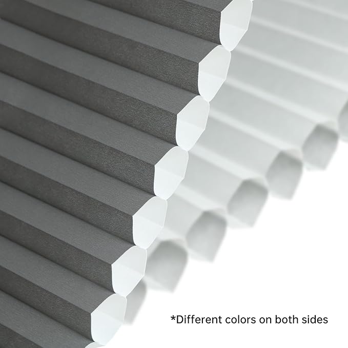 Motorized Cellular Shades with Remote, Light Filtering Smart Cellular Shades Compatible with Alexa, Honeycomb Window Blinds for Bedroom Home Office, Custom Size, Half Shading Grey