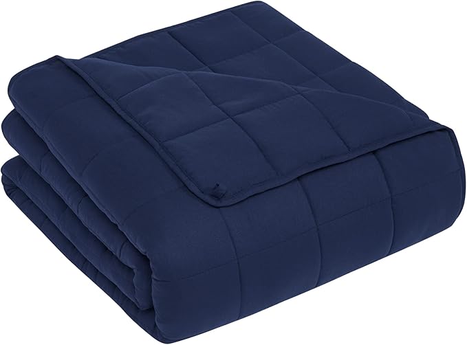 CuteKing Weighted Blanket for Adults (20lbs, 48"x72", Navy Blue) Heavy Blanket for 180-190lbs, Weighted Blanket for Cooling & Heating with Premium Glass Beads, Thick Blanket for Adult All-Season