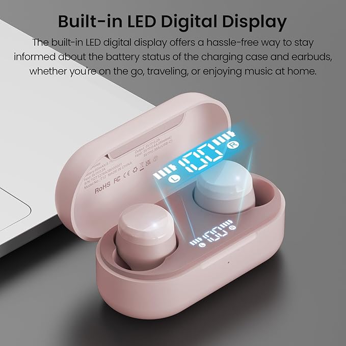 TOZO Wireless Earbuds Bluetooth 5.3 Headphones, Call ENC Noise Cancelling Mic, 55Hrs Playtime App Customize EQ IPX8 Waterproof LED Digital Display Premium Sound Headset