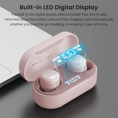 TOZO Wireless Earbuds Bluetooth 5.3 Headphones, Call ENC Noise Cancelling Mic, 55Hrs Playtime App Customize EQ IPX8 Waterproof LED Digital Display Premium Sound Headset