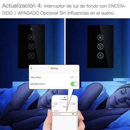 MoesGo WiFi RF Smart Light Dimmer Switch, Neutral Wire Required, Single Pole, 2.4GHZ WiFi Dimmer Light Switch, Remote Control Smart Life/Tuya APP, Work with Alexa Google Voice Assistants Black 1 Gang
