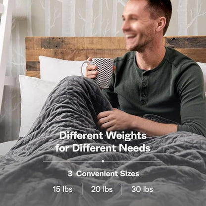 Weighted Blanket for Adults, Single Double Heavy Blanket with Lambswool Premium Glass Bead All-Season Even Weight Distribution Grey 48"x72" 20 lbs