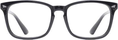 TIJN Blue Light Blocking Glasses for Women Men Clear Frame Square Nerd Eyeglasses Anti Blue Ray Computer Screen Glasses