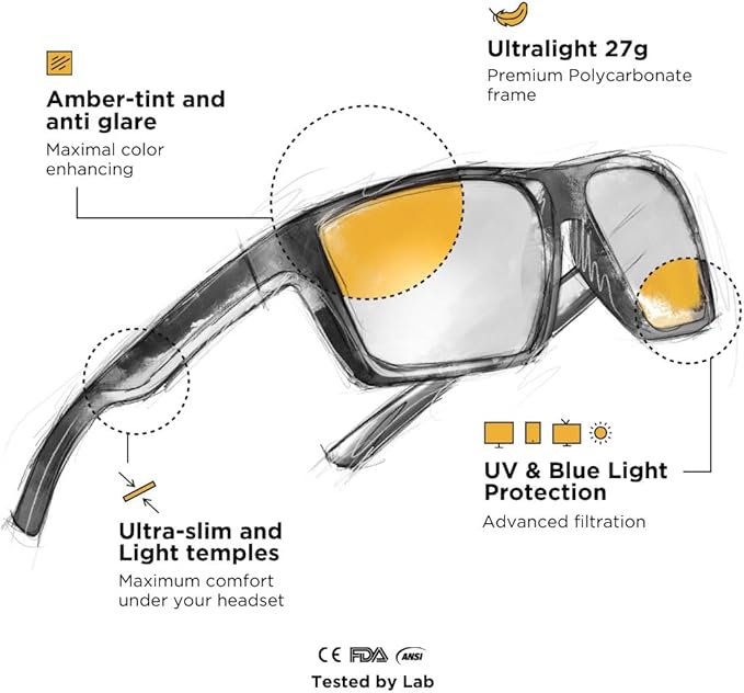 Horus X • Blue Light Glasses Men Women | Blue Light Blocking Glasses for Screen Anti-Fatigue Eye Migraine | Gaming Glasses V3