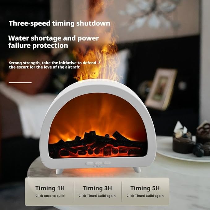 Fireplace Flame Air Diffuser Humidifier,12 Colors Aromatherapy Essential Oil Diffuser,200ml Ultrasonic Cool Mist Humidifier with Remote,3 Gears Timer Shutdown for Home, Bedroom, Office,Yoga (A)