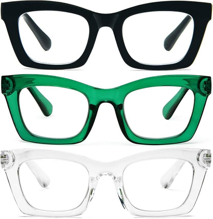 Hubeye Oprah Style Reading Glasses for Women Men Blue Light Blocking Computer Square Readers with Spring Hinge