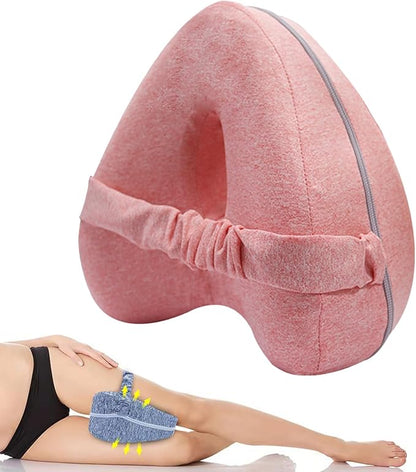 Hip Alignment Pillow for Side Sleepers – Memory Foam Knee Pillow for Sciatica & Hip Pain Relief, Smooth Spine Leg Support Cushion for Pregnancy, Seniors, and Recovery (Pink)