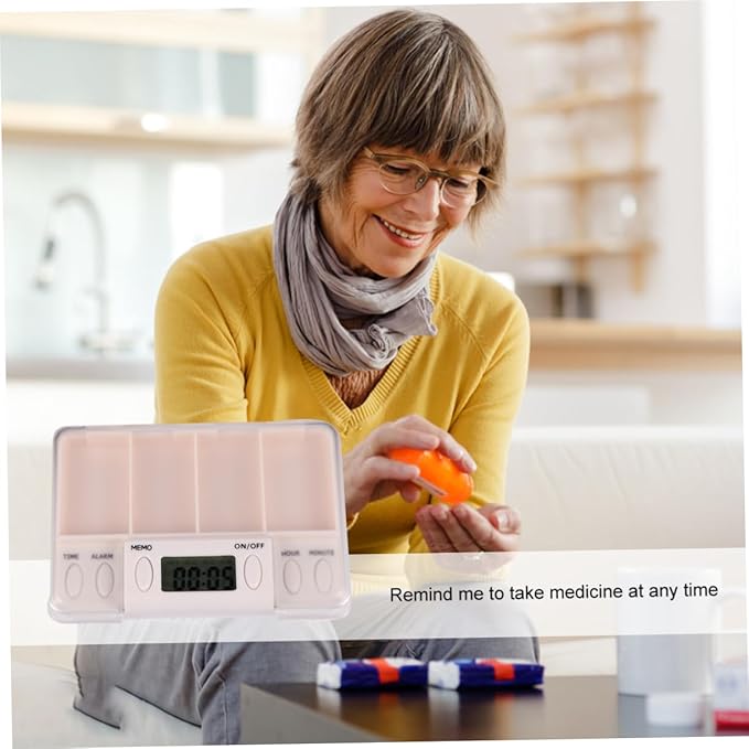 NOLITOY Smart Portable Medicine Organizer with Timed Reminder for Seniors Durable Compartments Case with Alarm Function for Daily Medication Management
