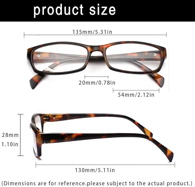Henotin 5-Pack Reading Glasses Blue Light Blocking Anti Eyestrain Computer Reading Glasses for Women and Men Readers (5 Pack Mix Color, 2.50, Diopters)