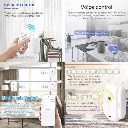 Smart Automatic Curtain Opener,2pcs Electric Curtain Robot,Multiple Control Ways,Timed Opening And Closing,High-Performance Curtain Robot,For Roman Rod,U-Shaped Rail,I-Shaped Rail,kit1