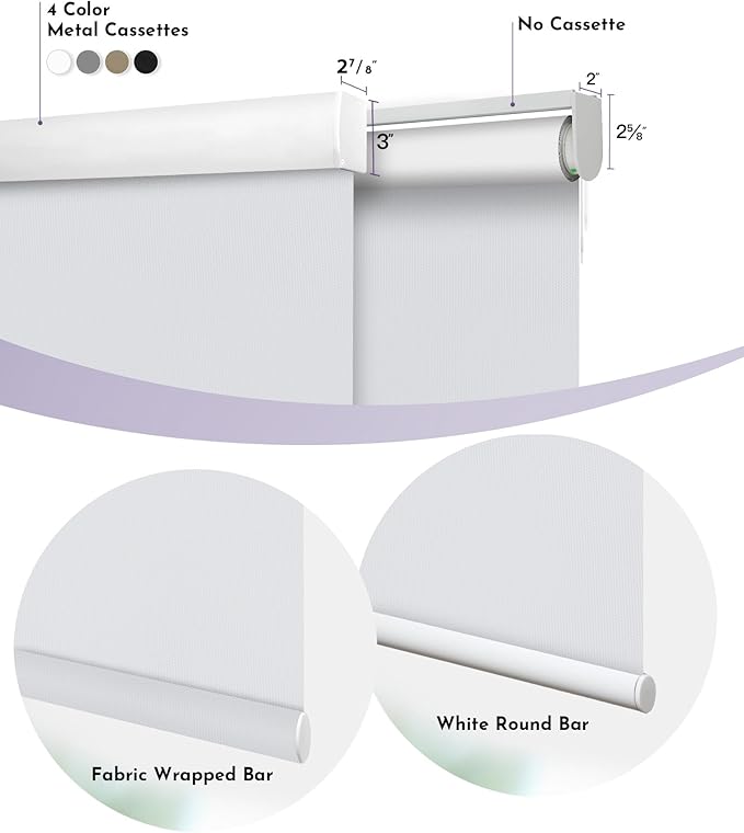 Graywind Motorized Roller Shade Work with Alexa Google 100% Blackout Rechargeable Smart Blinds Remote Control Battery Motor Cordless Window Shades, Customized Size (Bright White)