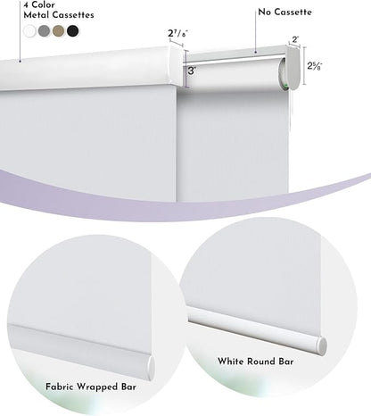 Graywind Motorized Roller Shade Work with Alexa Google 100% Blackout Rechargeable Smart Blinds Remote Control Battery Motor Cordless Window Shades, Customized Size (Bright White)