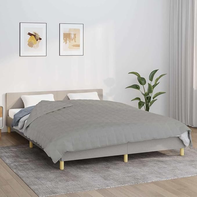 Gray Cotton Weighted Blanket King Size 33.1 lb, Hypoallergenic Breathable Fabric with Glass Beads for Anxiety Relief and Deep Sleep, Geometric Pattern, Easy Hand Wash, 86.6 x