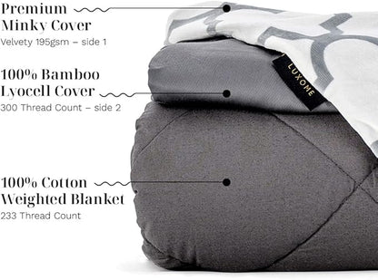 LUXOME Luxury 15lb Weighted Blanket | Includes Removable Cool & Cozy Cover | Full Size | 54"x72" | The Best Weighted Blanket