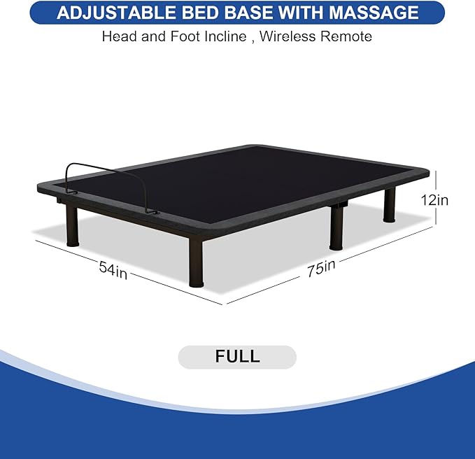 Vipbear Full Adjustable Bed Frame with Mattress, 14 Inch Grey Gel Memory Foam Firm Mattress in Box, Adjustable Bed Base with Pillow-Tilt,APP Control, Updated Electric Beds with USB,Wireless Remote