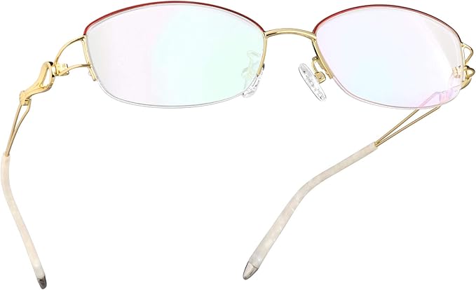LifeArt Alloy Semi-Rimless Reading Glasses,Blue Light Blocking Glasses, Anti Eyestrain, Computer Gaming Glasses, TV Glasses for Women Men, Anti Glare (Golden, +2.00 Magnification)