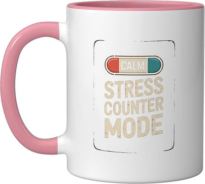 Relaxation Breathing Vagus Nerve Stimulation Stress Relief Ceramic Mug, Pink/White