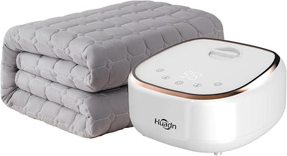 Water Heated Mattress Pad Queen - Wireless Electric Bed Warmer with Quilted Cotton Cover, Fast Heating Water Circulation System & Soft Microfiber Blanket