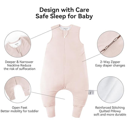Rayon Made from Bamboo Toddler Sleep Sack with Feet 12-24 Months 1.0 Tog Ultra Soft Toddler Sleeping Sack 1t-2t Sleep Bag Walker Quilted Wearable Blanket with Legs 2-Way Zipper Lightweight