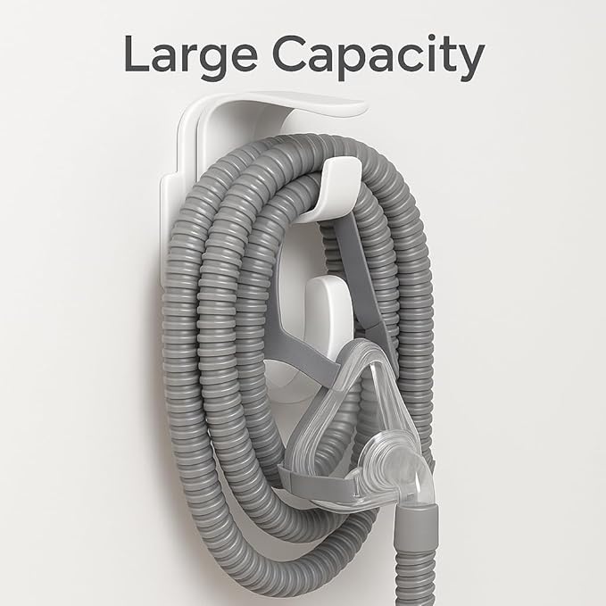 2PCS CPAP Hose Holder for Apnea Sleep Machine, Compatible with Resmed Airfit F40/Bipap/Evora Full Face Mask & Tube, Anti-Unhook, Avoid C-Pap Hose Tangle Portable Travel, Cleaner&Sanitizing Supplies