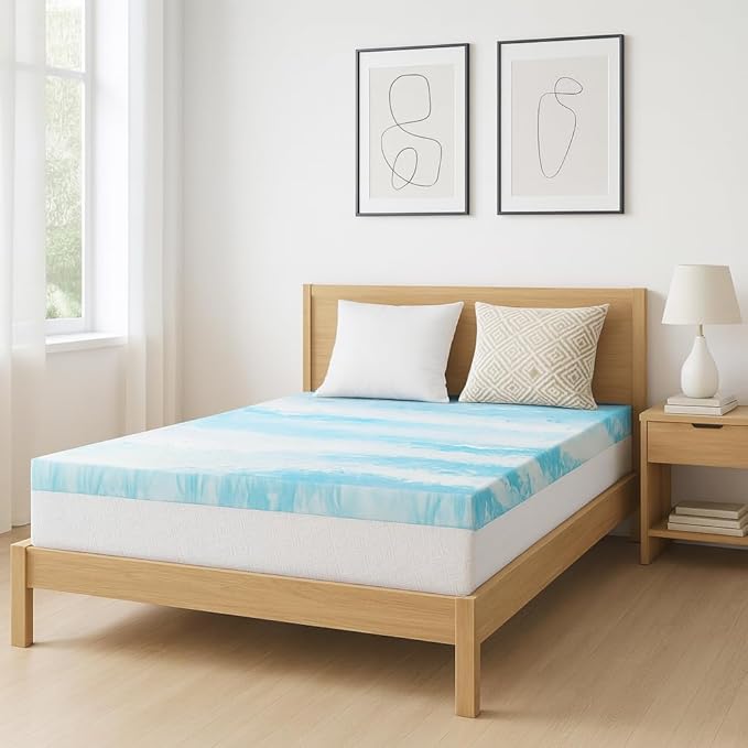 Memory Foam Mattress Topper Full - 2 Inch Gel Infused Bed Toppers, Pressure Relief Mattress Pad for Dorm Room, CertiPUR-US Certified