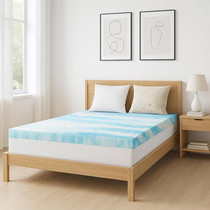 Memory Foam Mattress Topper Twin - 4 Inch Gel Infused Bed Toppers, Pressure Relief Mattress Pad for Dorm Room, CertiPUR-US Certified