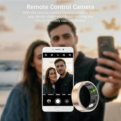 Smart Rings for Women Men, Fitness Ring with Heart Rate, BloodOxygen, HRV, Pressure, Sleep Tracker, Step Tracker, No Subscription Fee, lP68 Waterproof Smart Ring for iPhone & Android (Gold 10#)