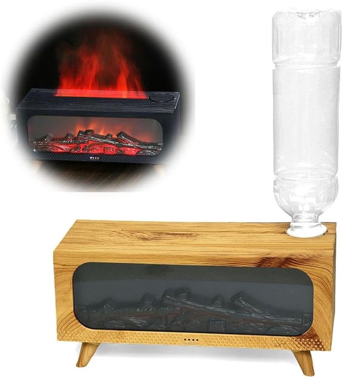 Fireplace Flame Air Diffuser Humidifier,7 Colors Aromatherapy Essential Oil Diffuser, Ultrasonic Cool Mist Humidifier with Remote,2 Gears Timer Shutdown,Can Connect to Water Bottle for Home Yoga (a1)