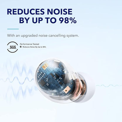 Soundcore by Anker Space A40 Auto-Adjustable Active Noise Cancelling Wireless Earbuds, Reduce Noise by Up to 98%, 50H Playtime, Hi-Res Sound, Comfortable Fit, App Customization(Renewed)