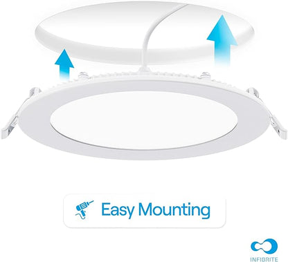INFIBRITE 6 Inch 2700K Soft White 12W 1050LM Thin LED Ceiling Light Kit, Dimmable, Wet Rated