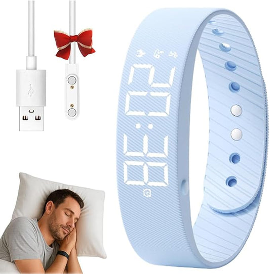 Wake-Up Alarm Band, Quiet Wake Up Alarm Band for Men Women, Original Smart Risng Alarming Bands Vibration Wake-Up Silent Wristband for Deep Sleepers, for Happier Morning (Blue)