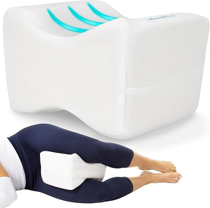 Memory Foam Knee Pillow for Side Sleepers - Orthepedic Sciatica, Back, Under Leg, Hip and Joint Support - Pregnancy and Maternity