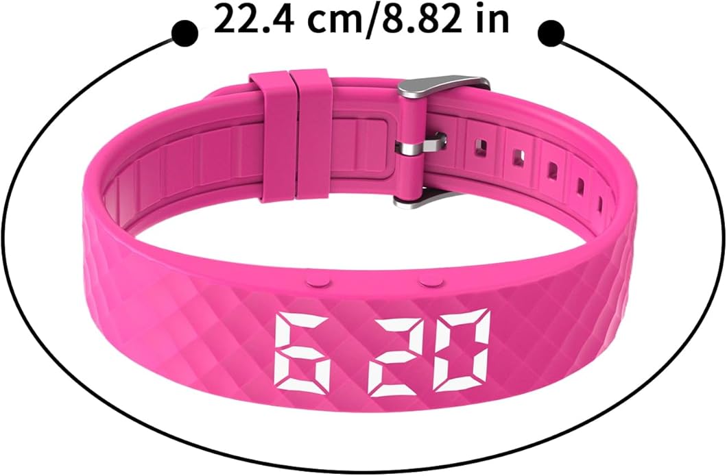 Alarm Bracelet, Silent Timer Watch, 8.82x0.65x0.37inches Wristband Vibration, Adjustable Clock Band with Rubber Build, Travel Accessory with Modern Style, Sleep Aid Gear for Women Men Seniors Elderly