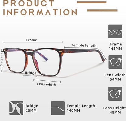 Oversized Square Blue Light Blocking Glasses for Women Men, Anti-Fatigue Computer Monitor Glasses Reduce Eye Strain