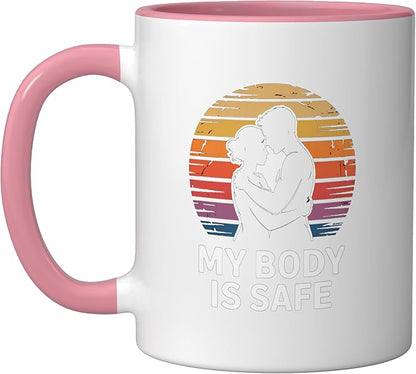 Breathing Relaxation Stress Relief Vagus Nerve Stimulation Ceramic Mug, Pink/White