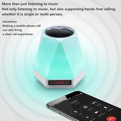 Smart Wake Up Light Alarm Clock, t-Button Dimmable LED Colorful Night Subwoofer 360 ° Stereo Surround Sound,Black(Crack White)