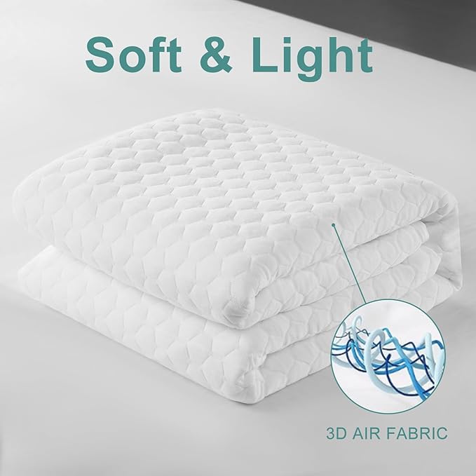 Twin XL Mattress Protector 100% Waterproof,Cooling Breathable Mattress Cover for Single College Dorm Fitted 8-21" Mattress Vinyl-Free (Beehive,Twin XL)