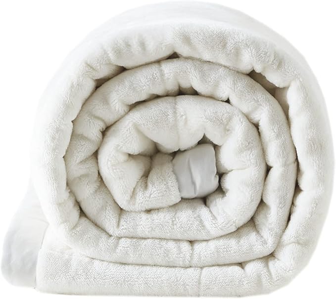 Madison Park Twin Cozy Blanket HeiQ Smart Temperature Plush to Microfiber Reverse Box Quilting, Reversible, Soft All Season, Lightweight Summer Cover, for Bed, Couch and Sofa, Twin/Twin XL, Ivory