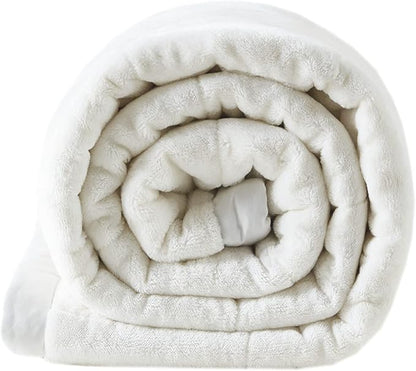 Madison Park Twin Cozy Blanket HeiQ Smart Temperature Plush to Microfiber Reverse Box Quilting, Reversible, Soft All Season, Lightweight Summer Cover, for Bed, Couch and Sofa, Twin/Twin XL, Ivory